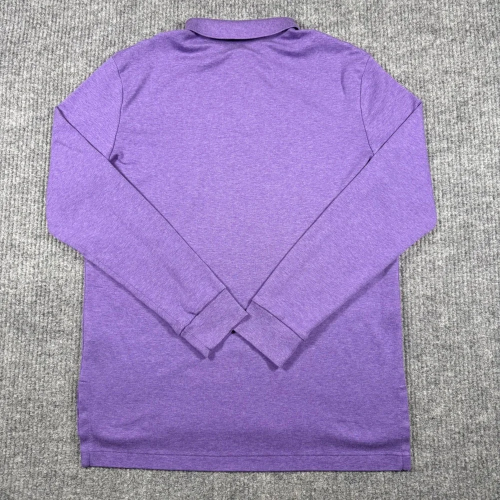 Polo Ralph Lauren Mens Large Purple Heather Long Sleeve Cotton Polo Shirt L